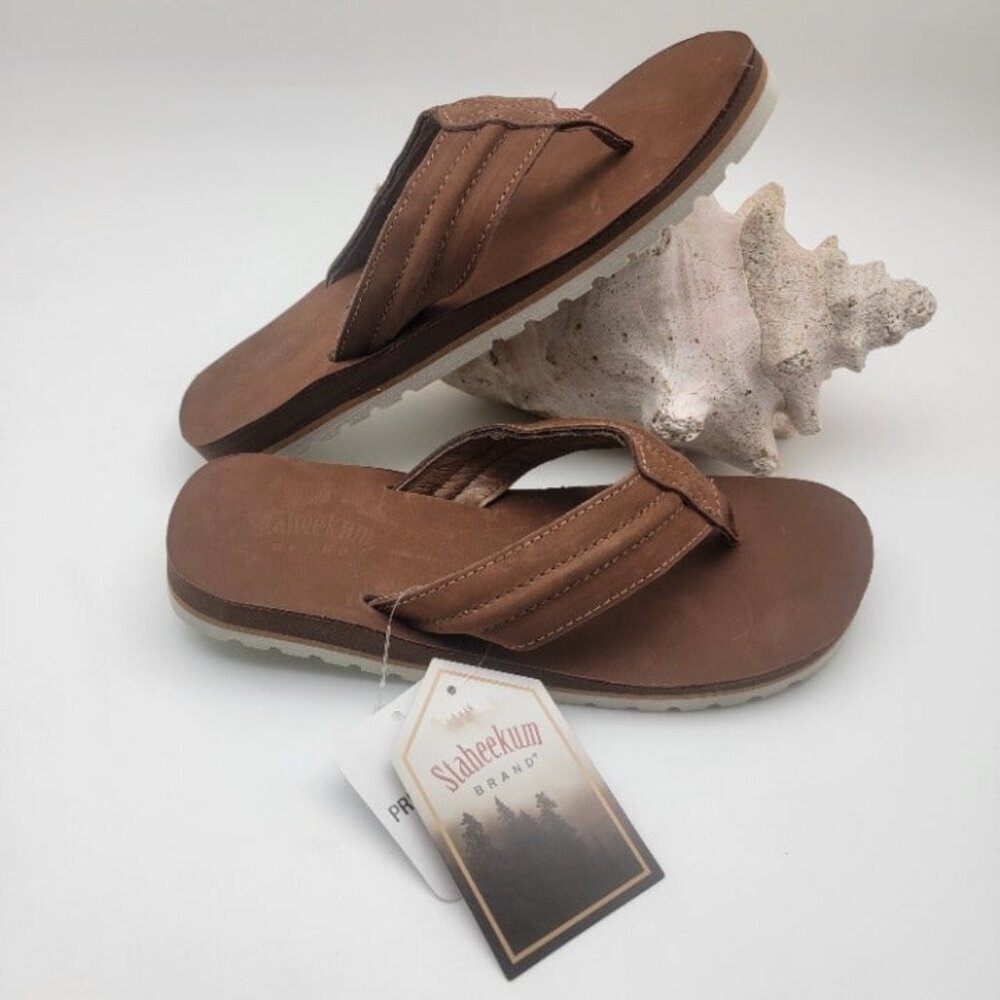 Men's Leather Beachcomber Flip Flop Sandals Size 11
